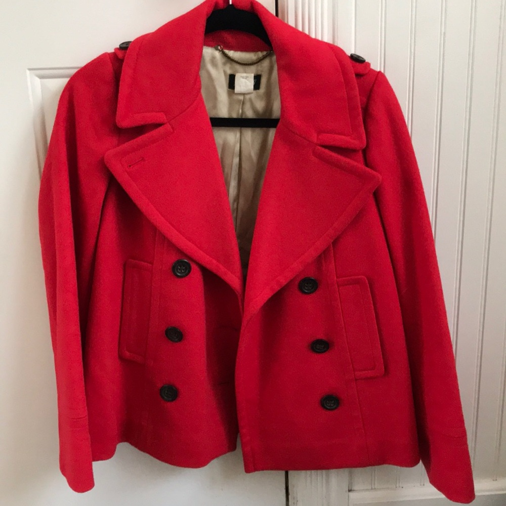 J Crew red wool jacket